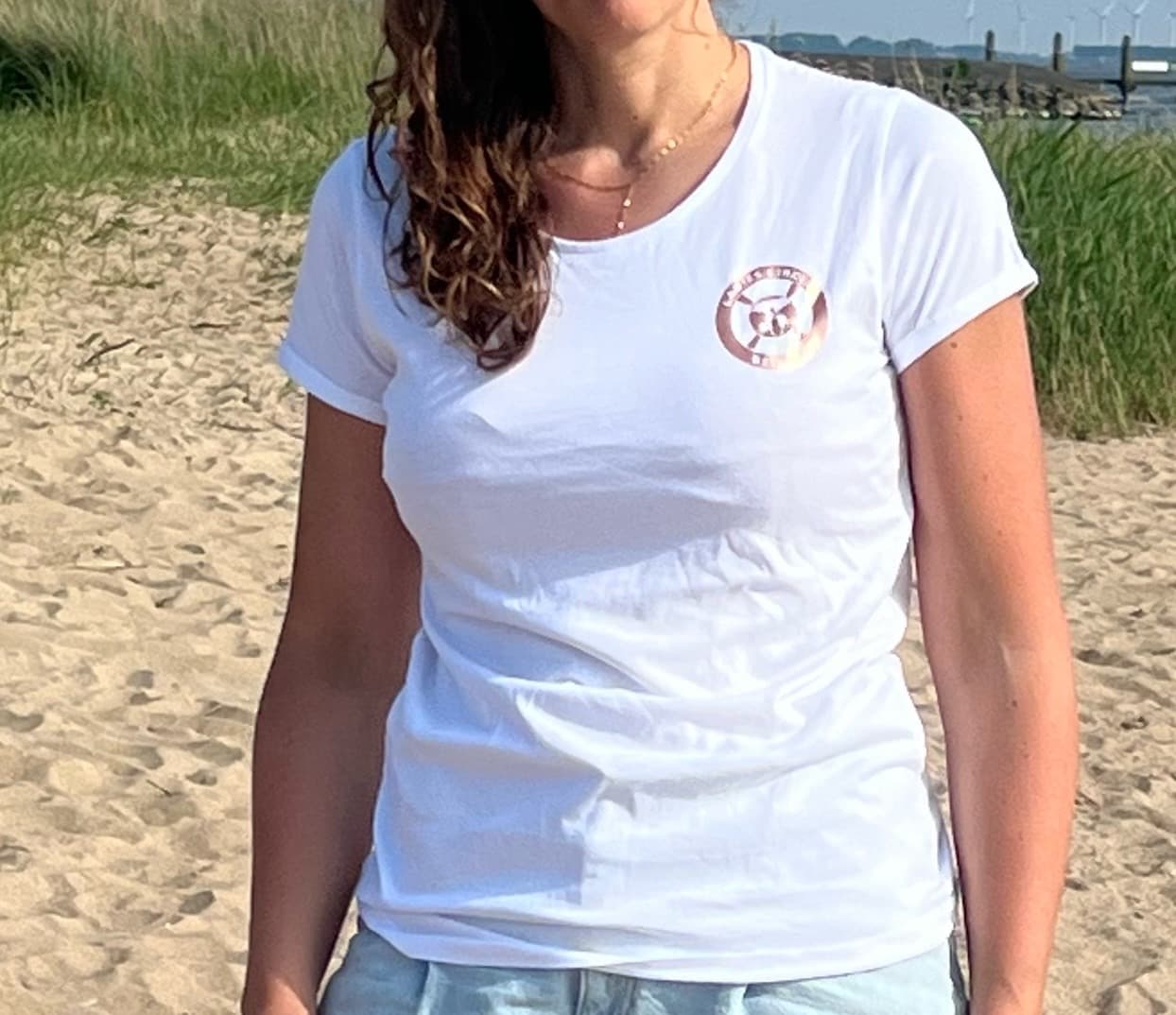 T-Shirt LCB borstlogo Goud/Rosé